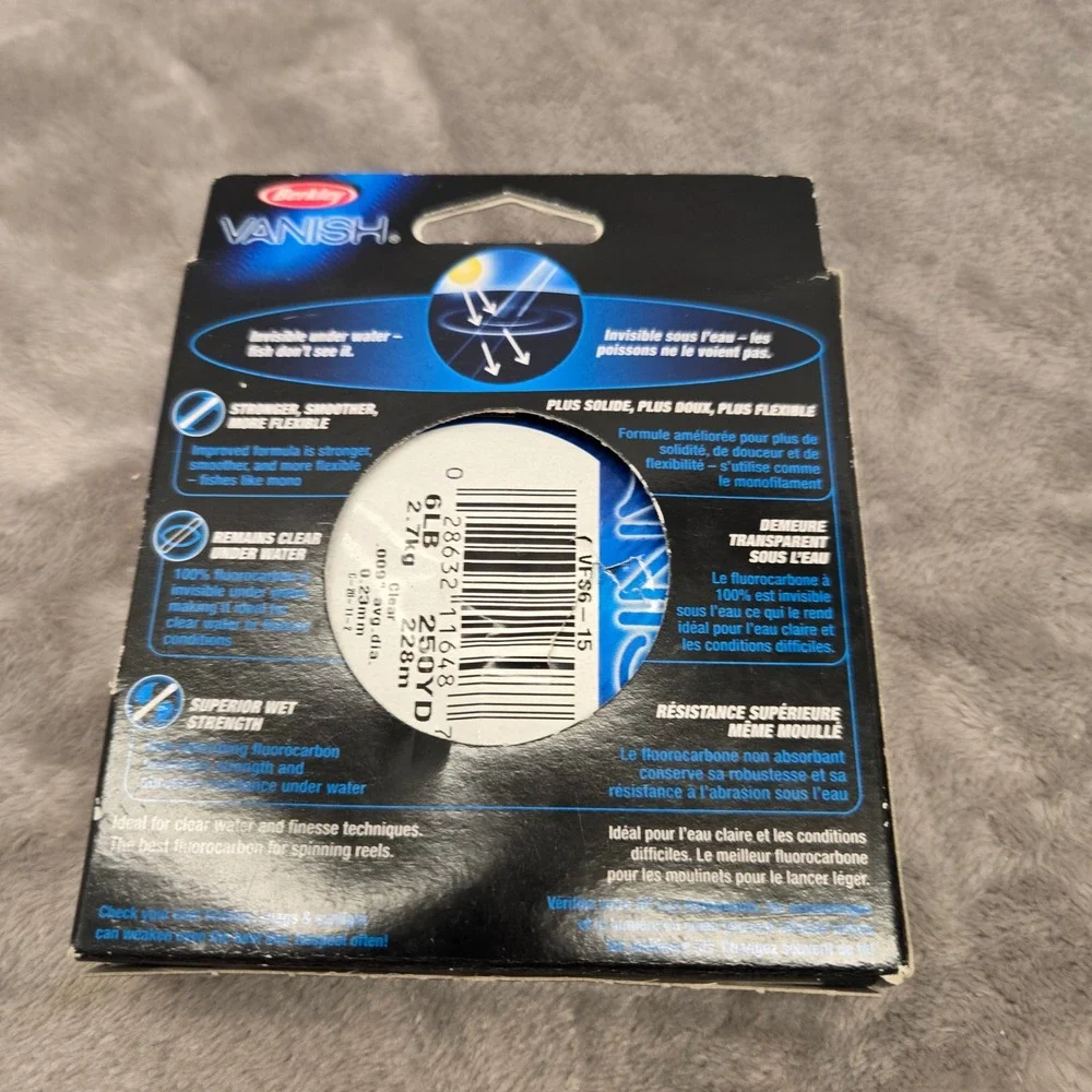 Berkley Vanish Fluorocarbon Fishing Line 6lb 250yd Clear 100% Fluorocarbon